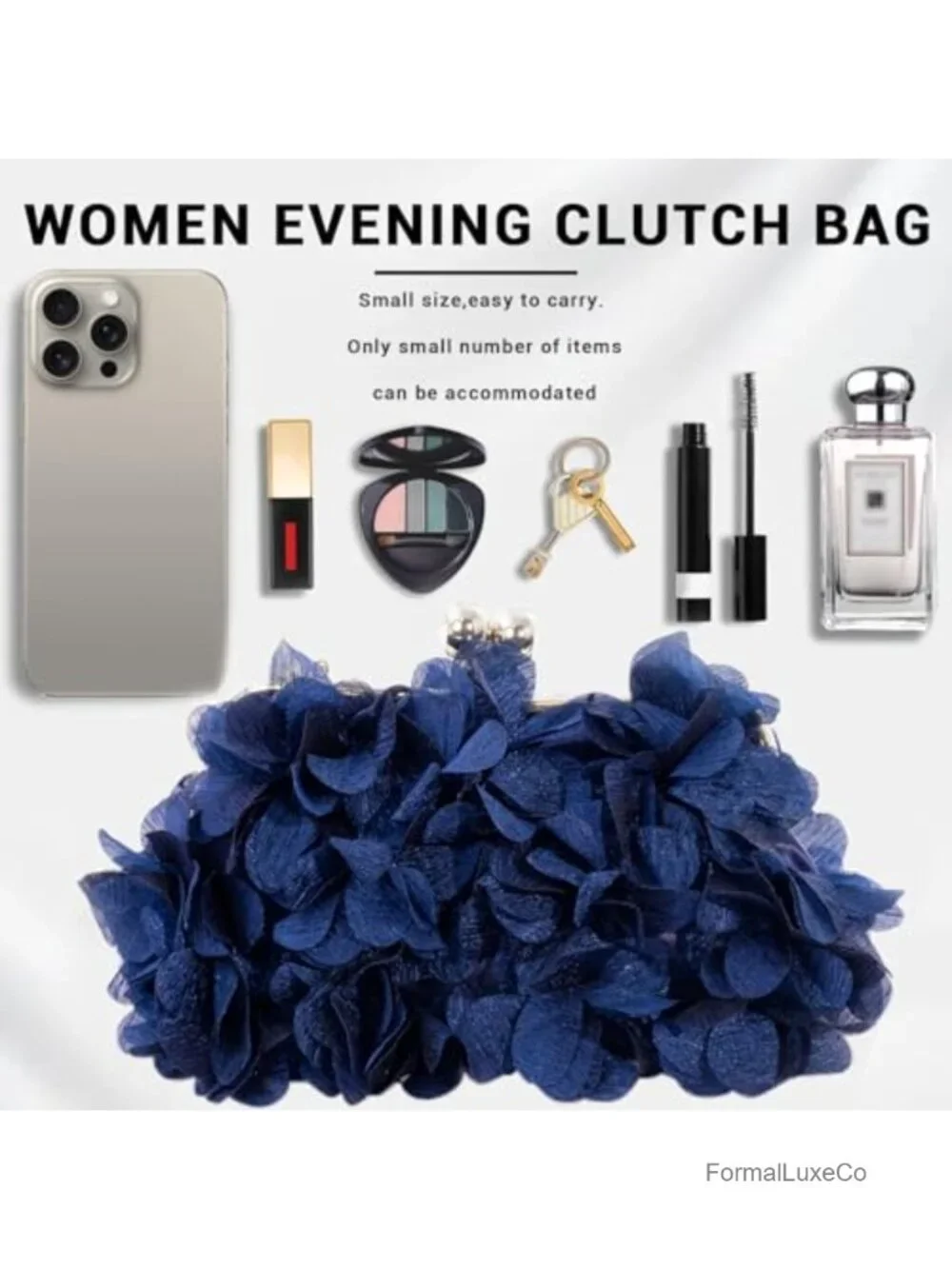 Elegant Evening Purse Floral Clutch with Detachable Chain Wedding Party Prom